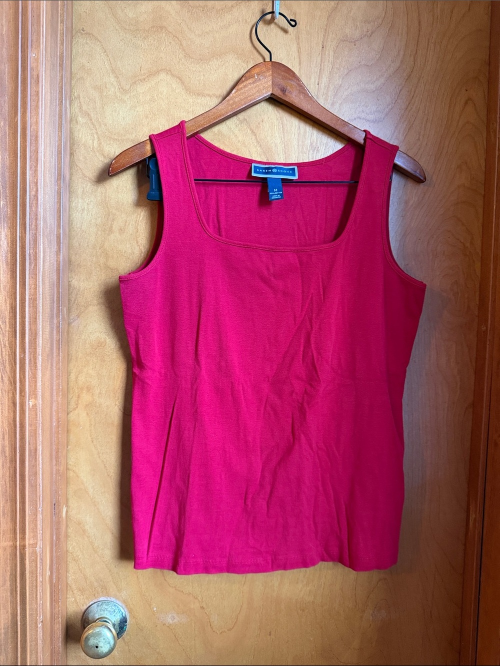 Karen Scott Red Square-Neck Tank